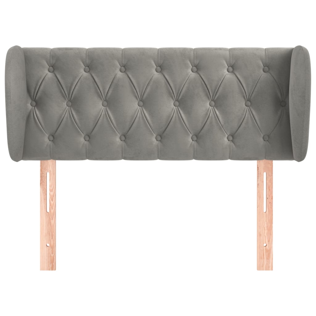 sengegavl med kanter 93x23x78/128 cm fløjl lysegrå