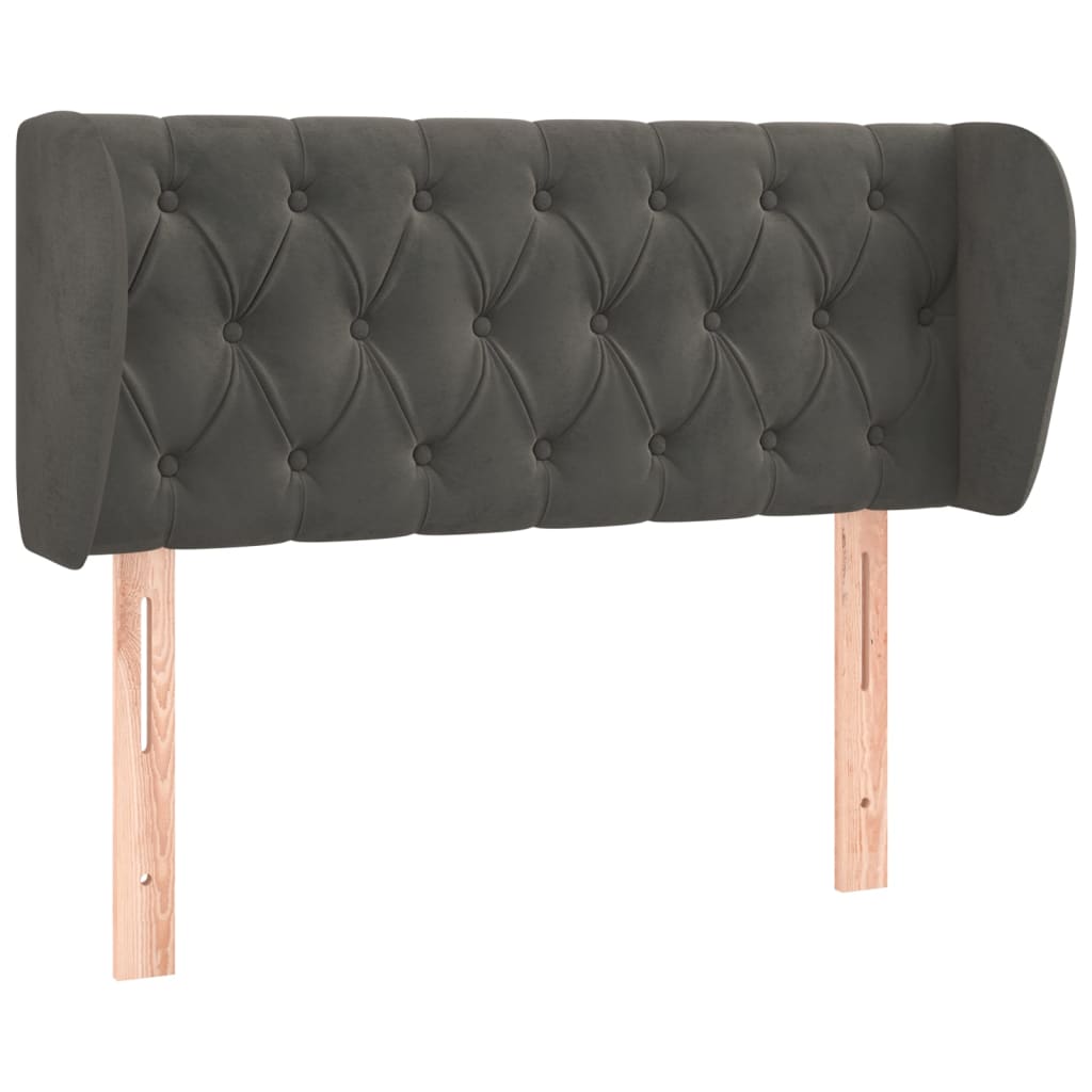 sengegavl med kanter 93x23x78/88 cm fløjl mørkegrå