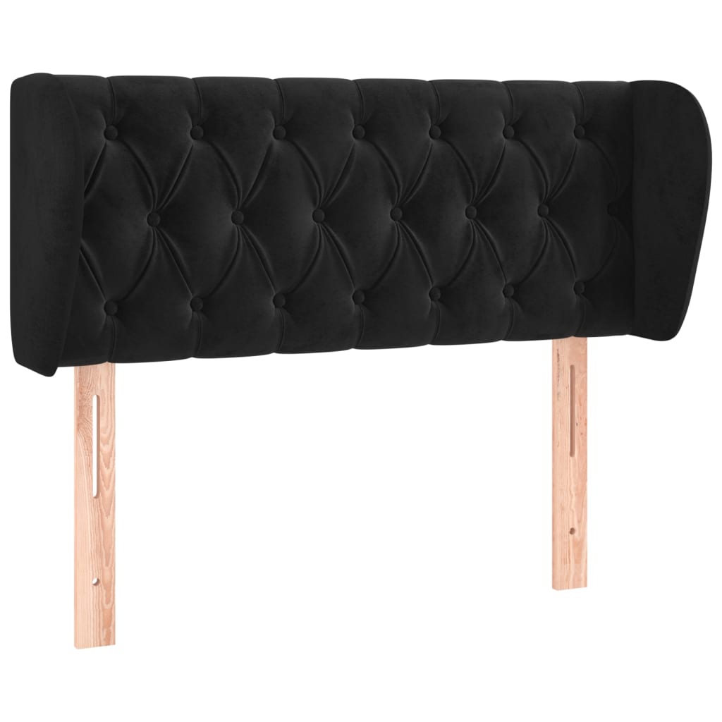 sengegavl med kanter 93x23x78/88 cm fløjl sort