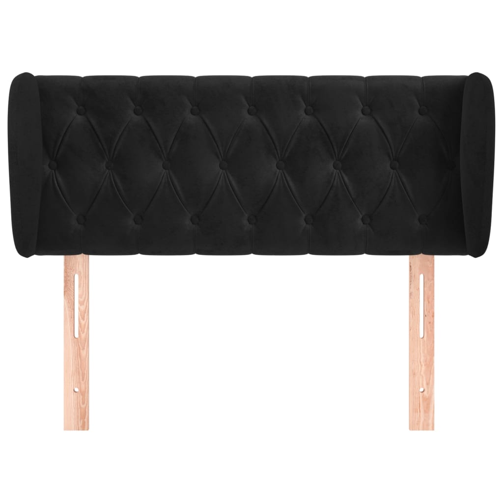 sengegavl med kanter 93x23x78/88 cm fløjl sort