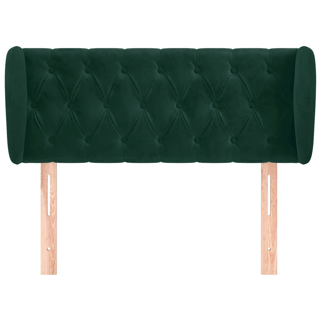 sengegavl med kanter 93x23x78/88 cm fløjl mørkegrøn