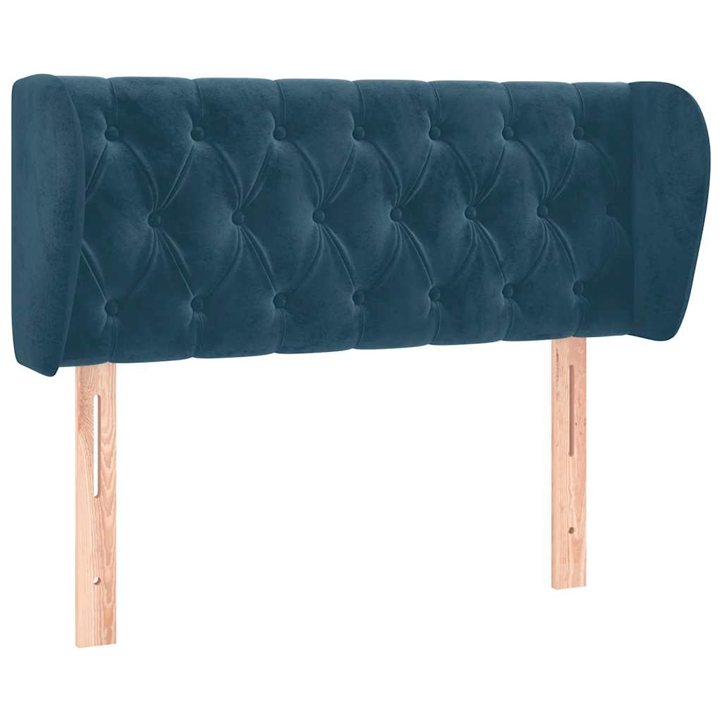 sengegavl med kanter 93x23x78/88 cm fløjl mørkeblå