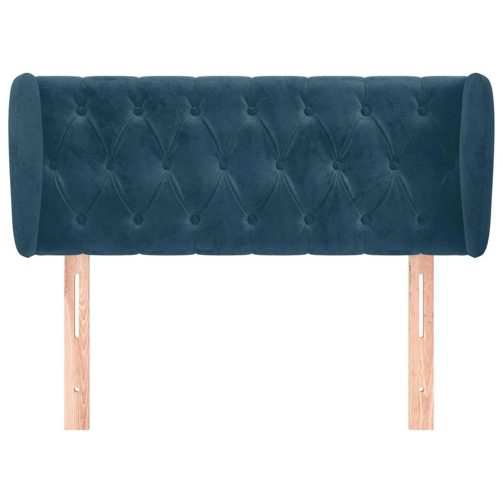 sengegavl med kanter 93x23x78/88 cm fløjl mørkeblå