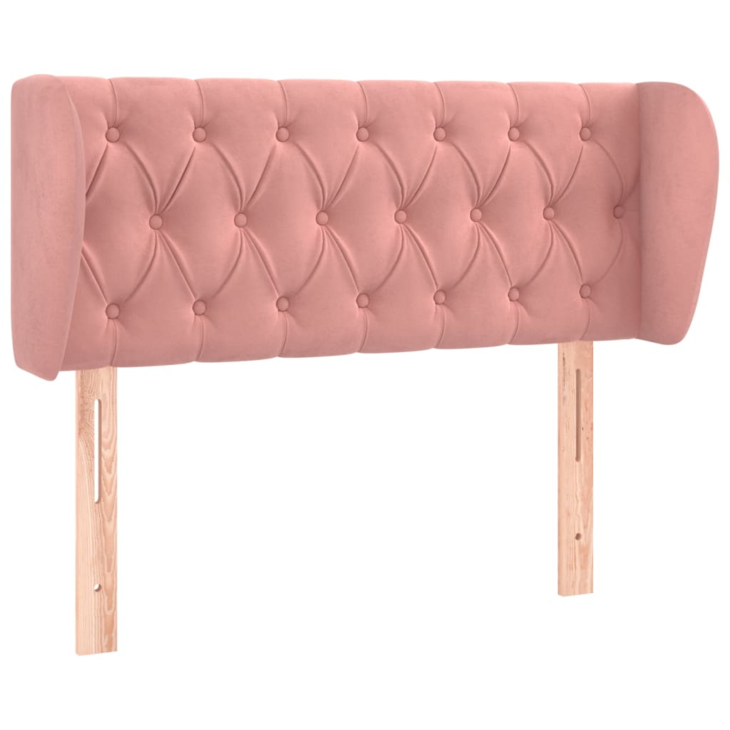 sengegavl med kanter 93x23x78/88 cm fløjl lyserød