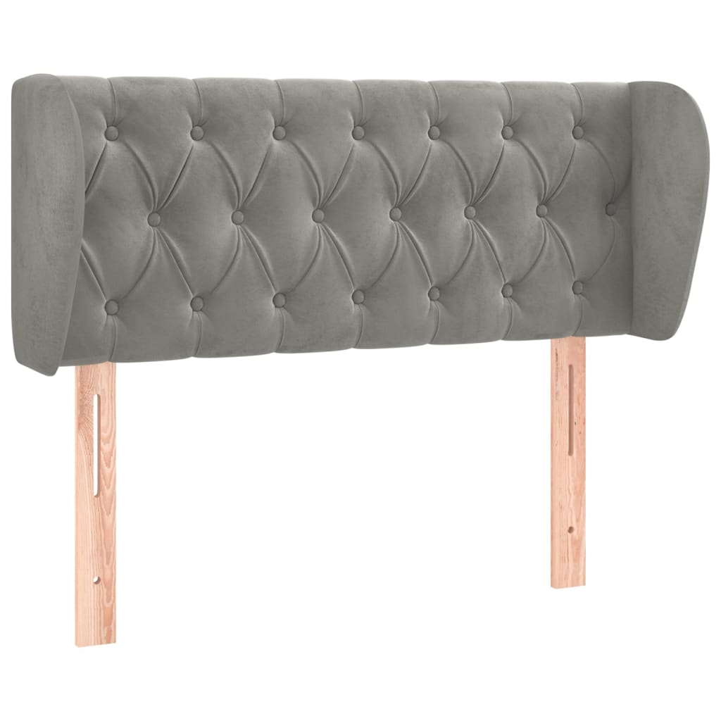 sengegavl med kanter 103x23x78/88cm fløjl lysegrå