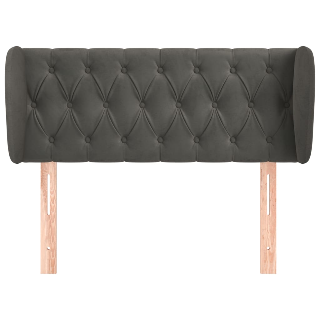 sengegavl med kanter 103x23x78/88 cm fløjl mørkegrå