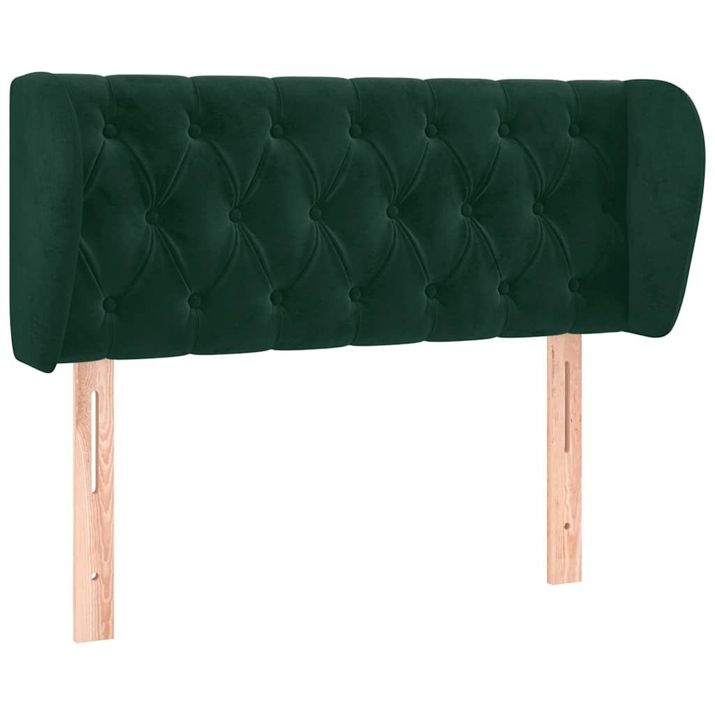 sengegavl med kanter 103x23x78/88 cm fløjl mørkegrøn