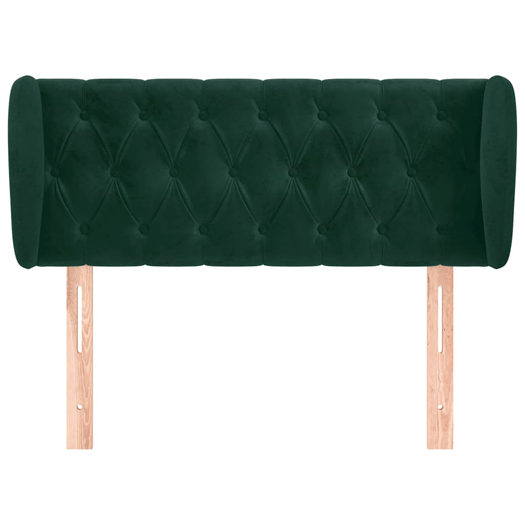 sengegavl med kanter 103x23x78/88 cm fløjl mørkegrøn