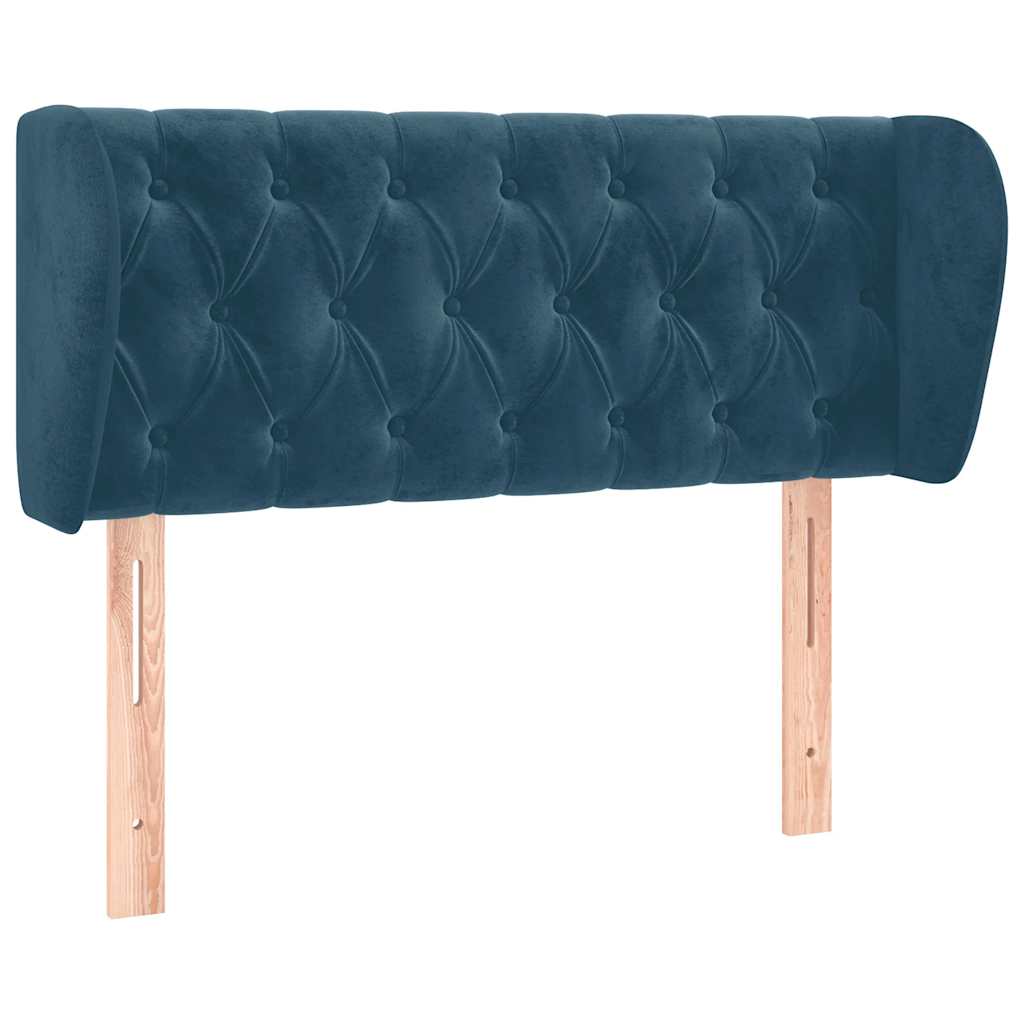 sengegavl med kanter 103x23x78/88 cm fløjl mørkeblå