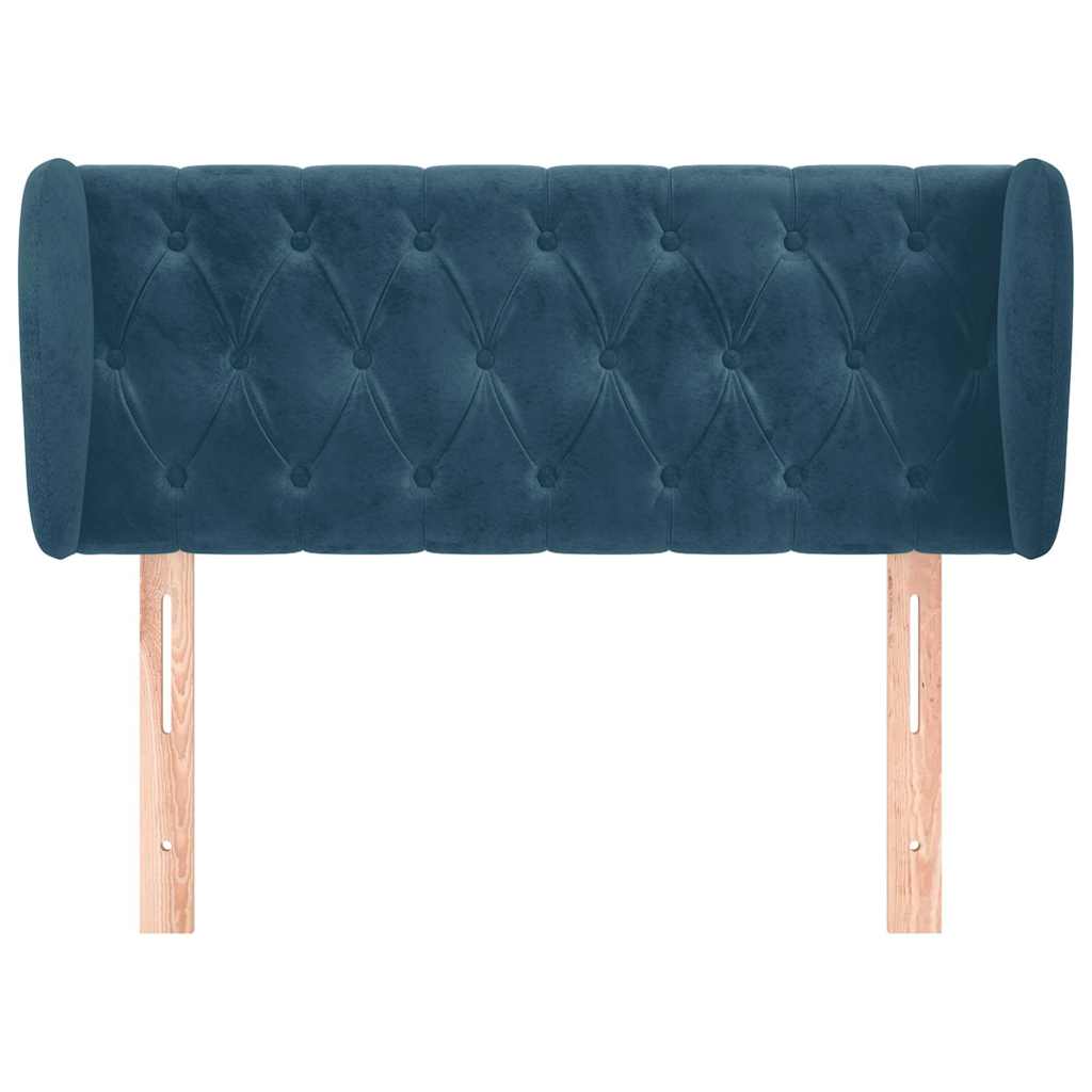 sengegavl med kanter 103x23x78/88 cm fløjl mørkeblå