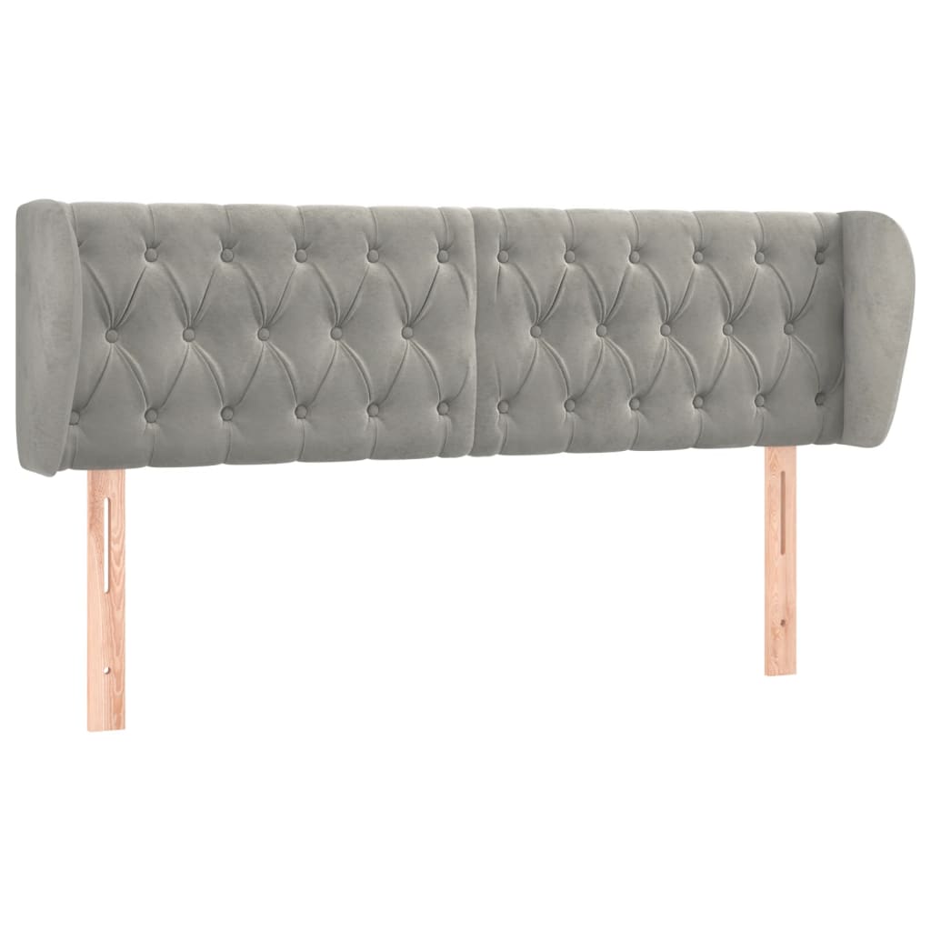 sengegavl med kanter 147x23x78/88cm fløjl lysegrå