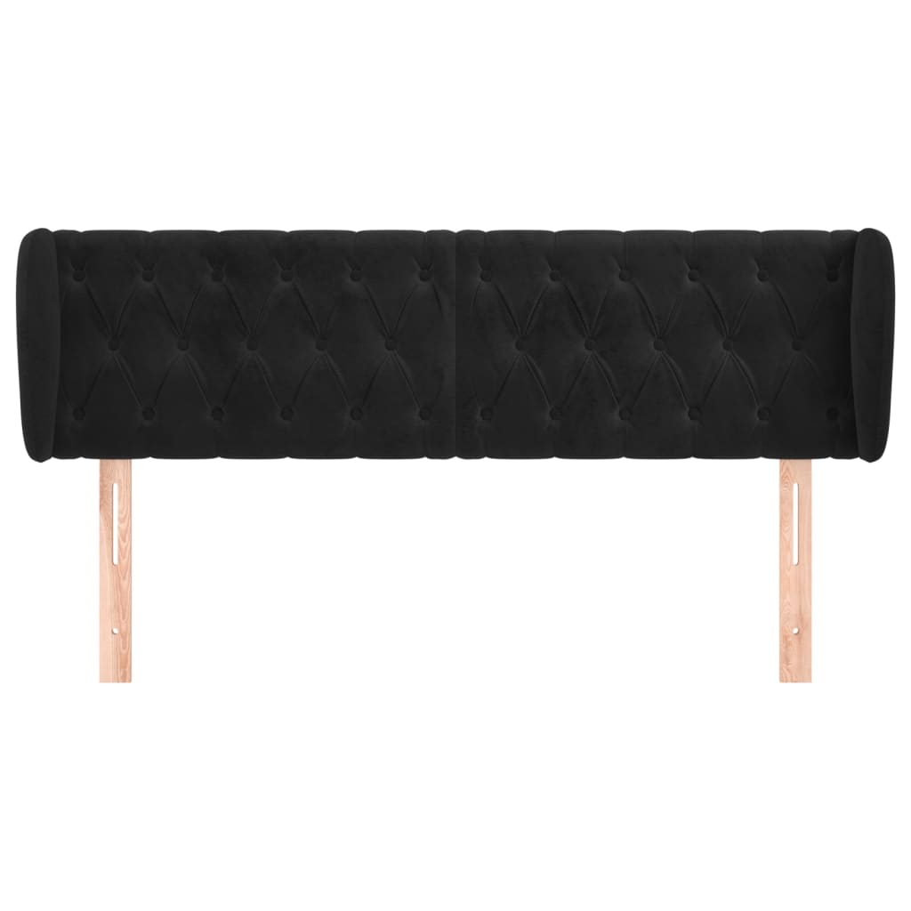 sengegavl med kanter 147x23x78/88 cm fløjl sort