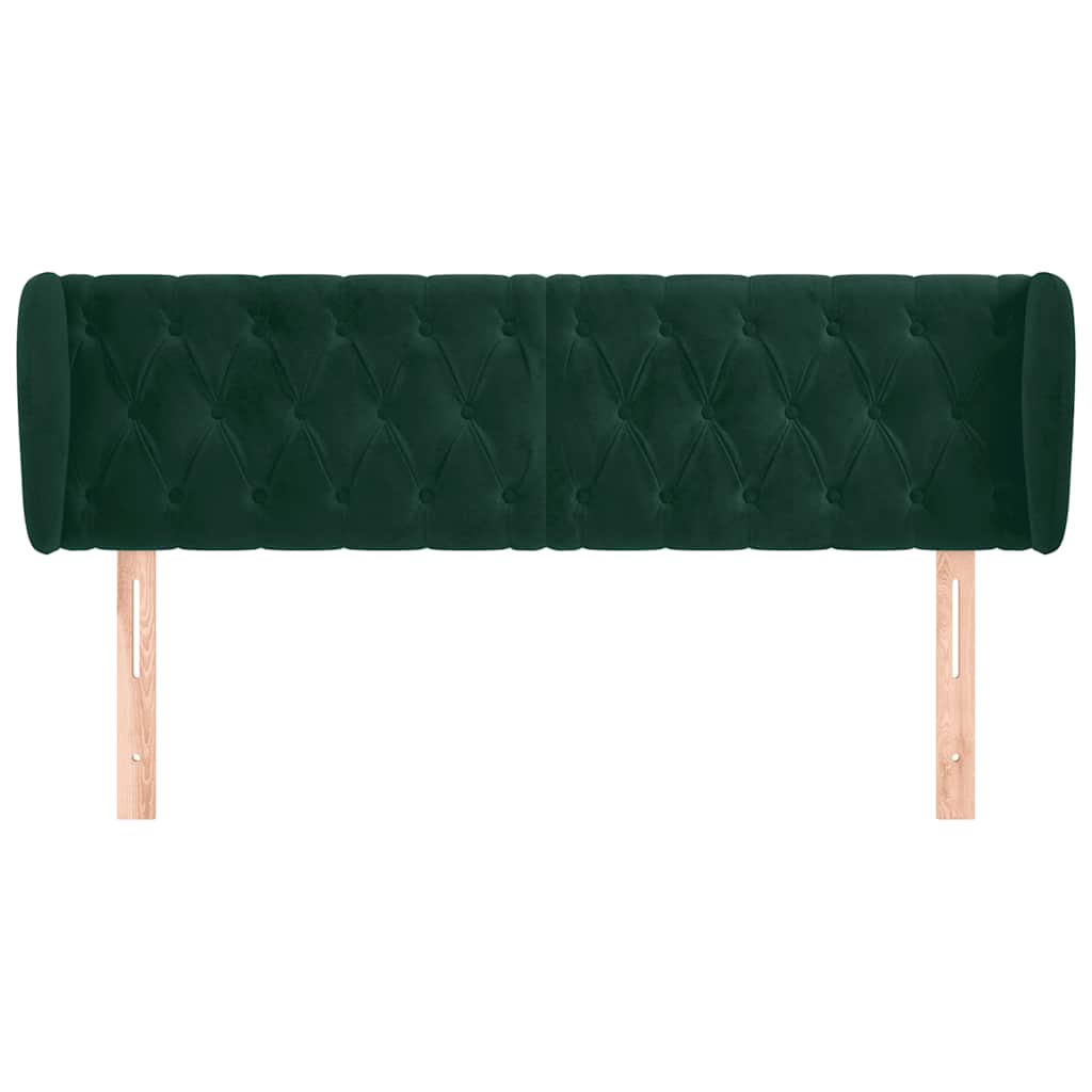 sengegavl med kanter 147x23x78/88 cm fløjl mørkegrøn
