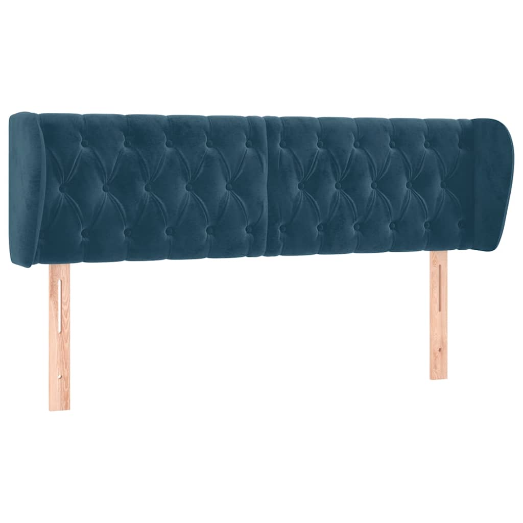 sengegavl med kanter 147x23x78/88 cm fløjl mørkeblå