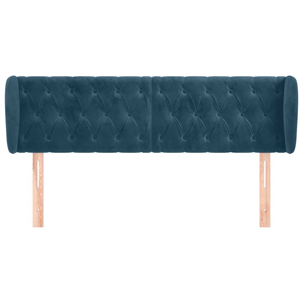 sengegavl med kanter 147x23x78/88 cm fløjl mørkeblå