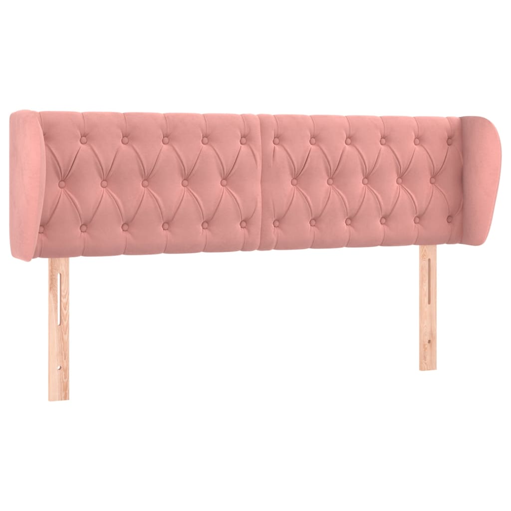 sengegavl med kanter 147x23x78/88 cm fløjl lyserød