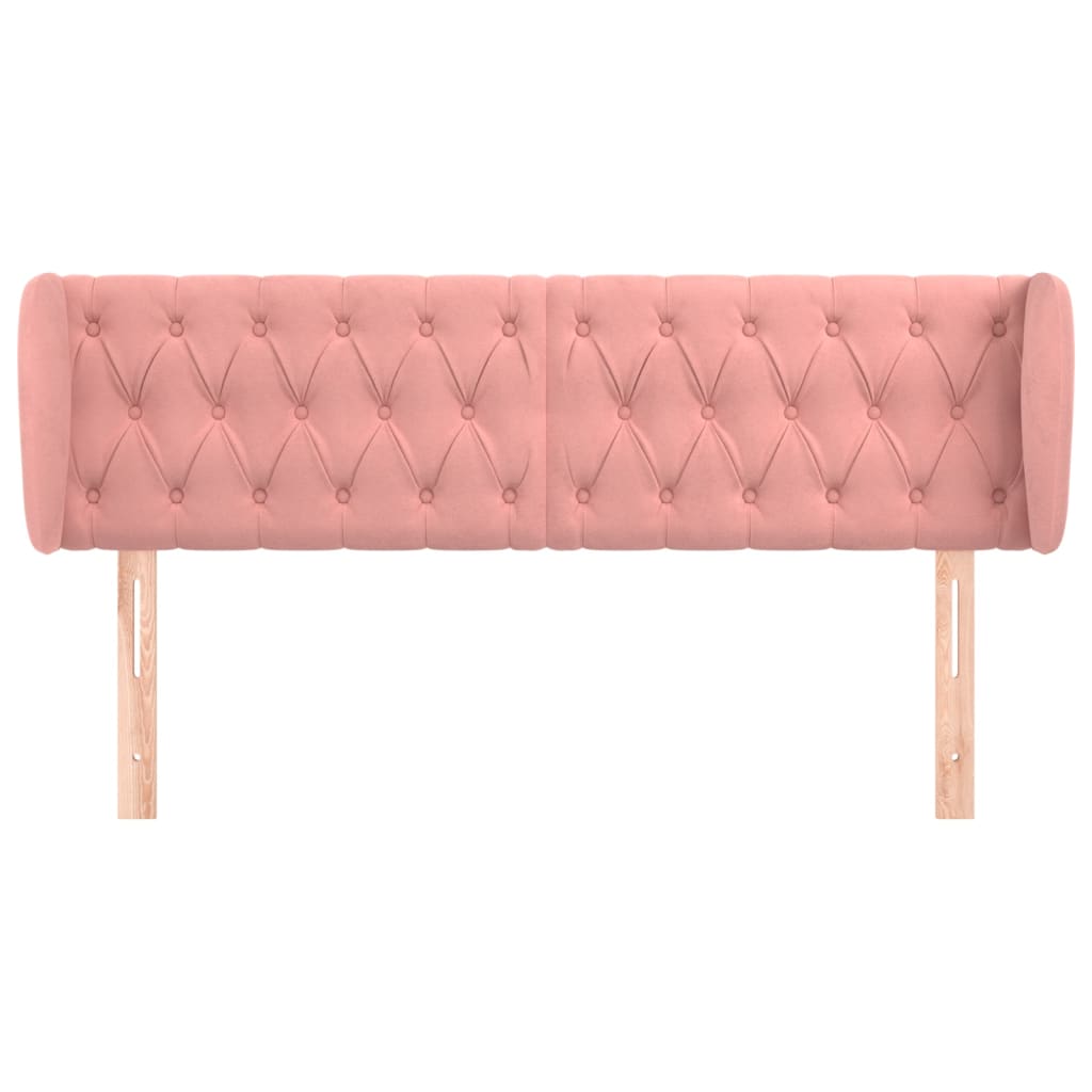 sengegavl med kanter 147x23x78/88 cm fløjl lyserød