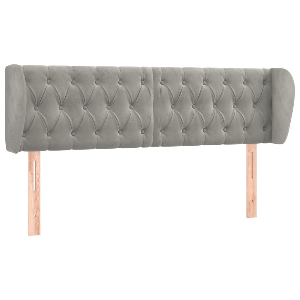 sengegavl med kanter 163x23x78/88cm fløjl lysegrå