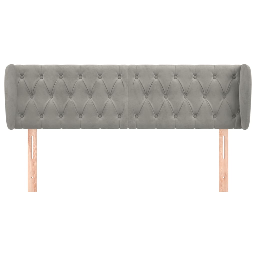 sengegavl med kanter 163x23x78/88cm fløjl lysegrå