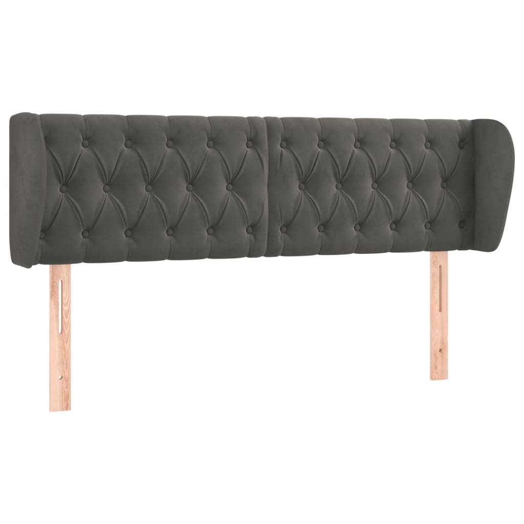 sengegavl med kanter 163x23x78/88 cm fløjl mørkegrå