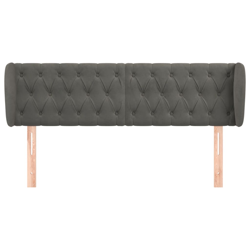 sengegavl med kanter 163x23x78/88 cm fløjl mørkegrå