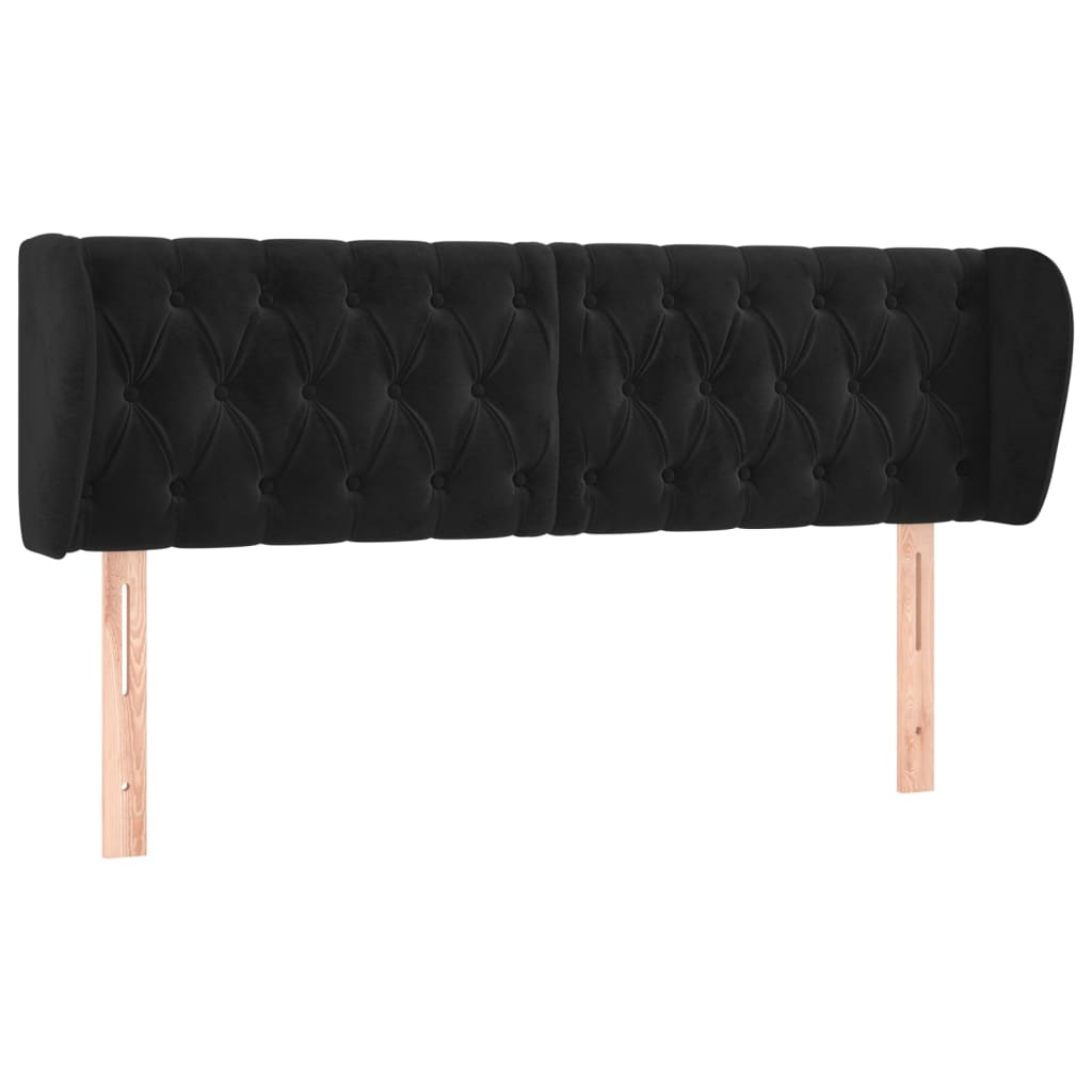 sengegavl med kanter 163x23x78/88 cm fløjl sort