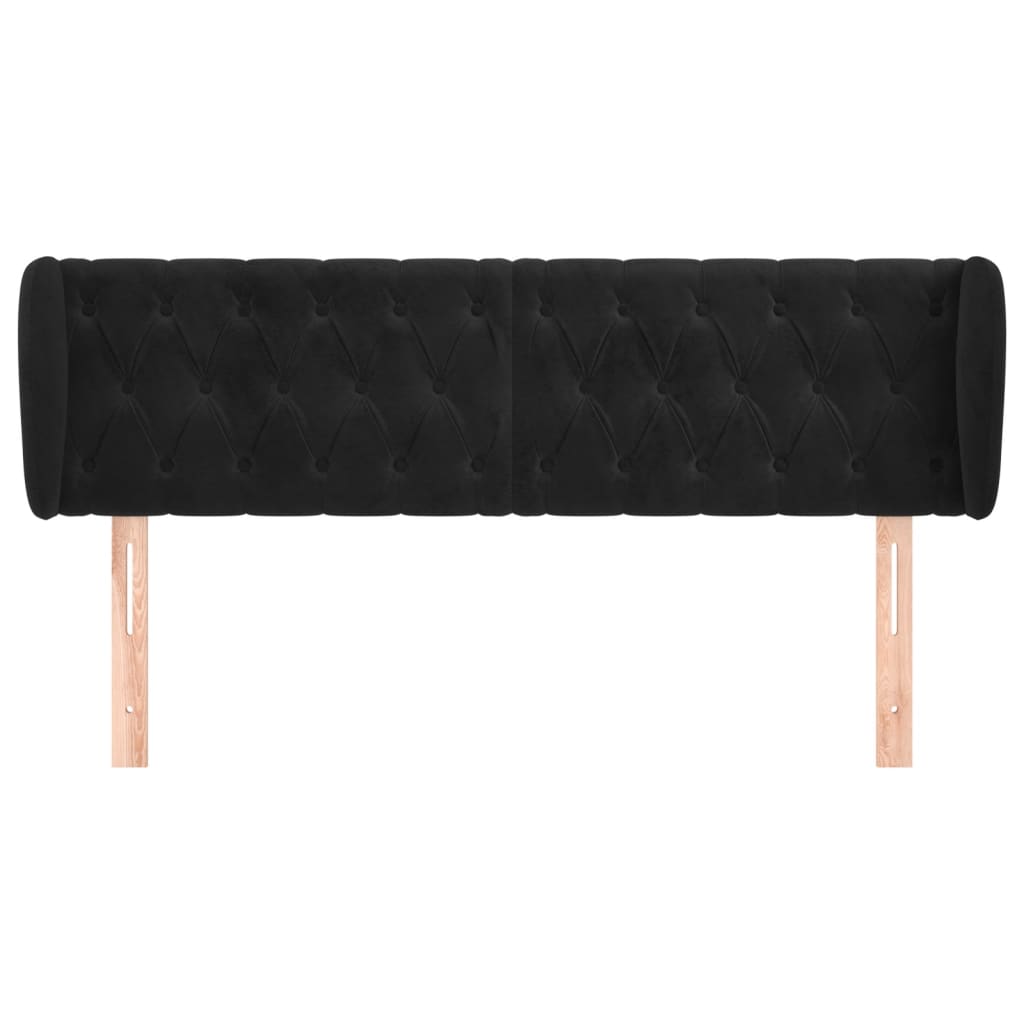sengegavl med kanter 163x23x78/88 cm fløjl sort
