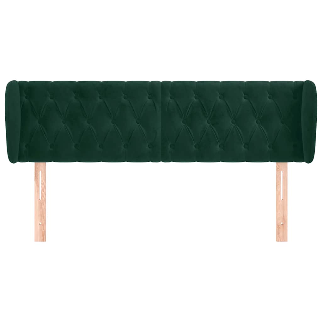 sengegavl med kanter 163x23x78/88 cm fløjl mørkegrøn