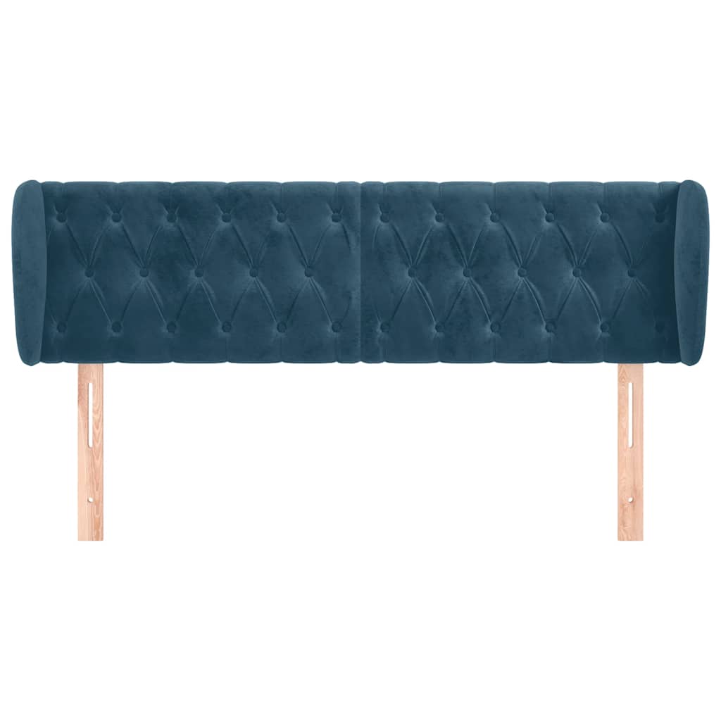 sengegavl med kanter 163x23x78/88 cm fløjl mørkeblå