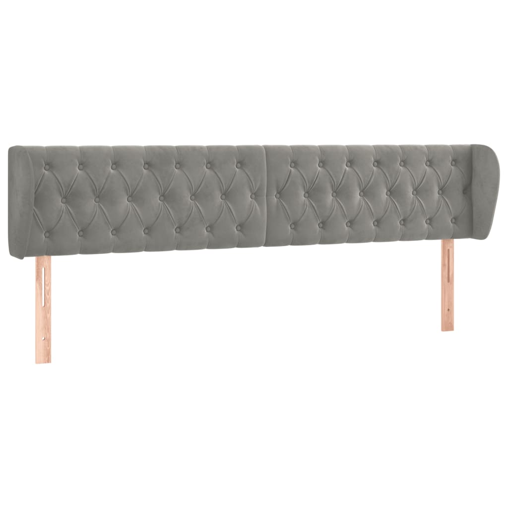sengegavl med kanter 183x23x78/88cm fløjl lysegrå