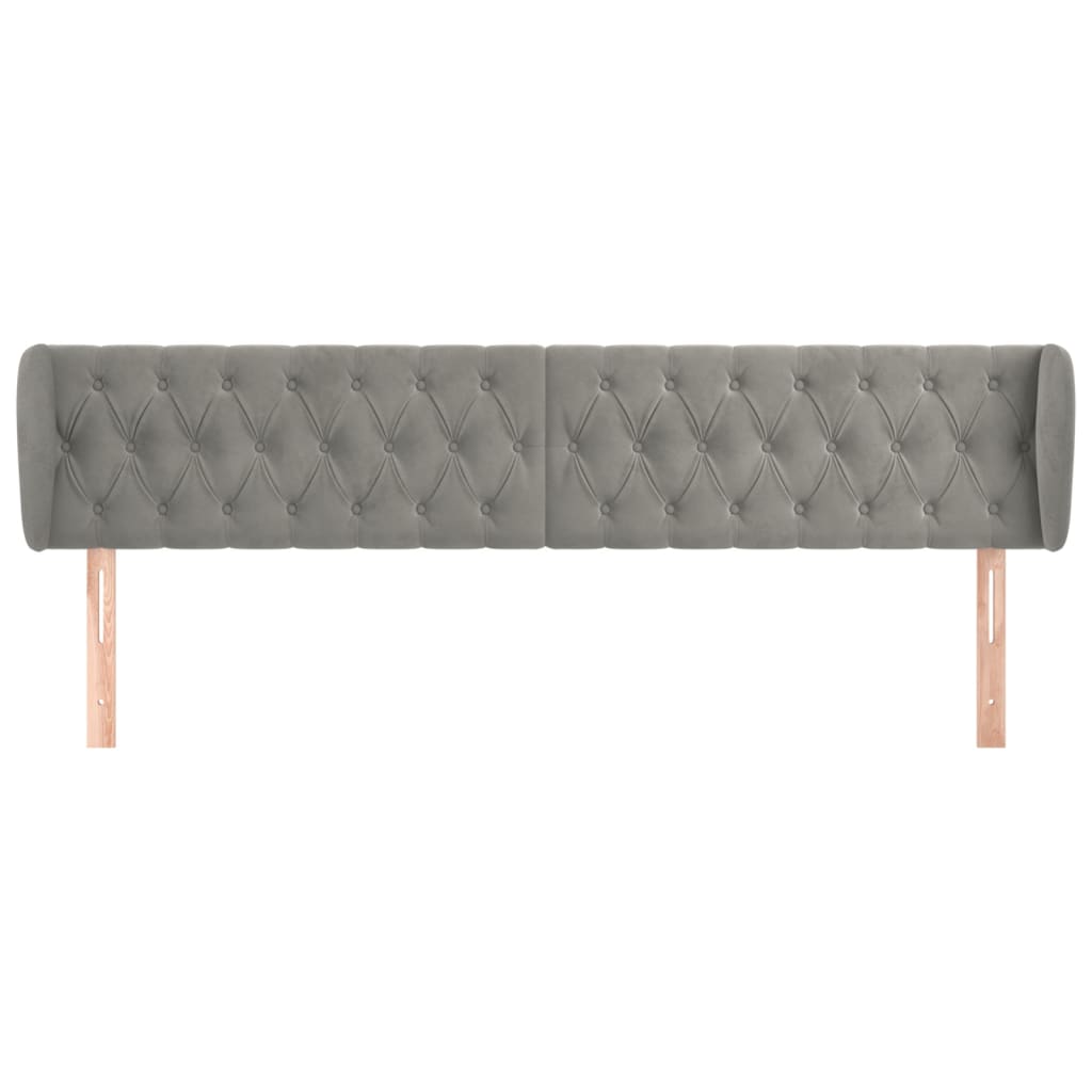 sengegavl med kanter 183x23x78/88cm fløjl lysegrå