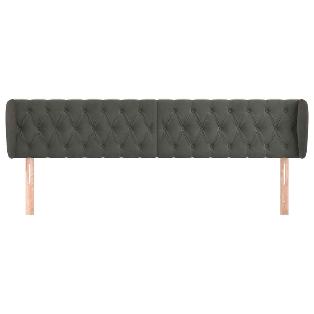 sengegavl med kanter 183x23x78/88 cm fløjl mørkegrå