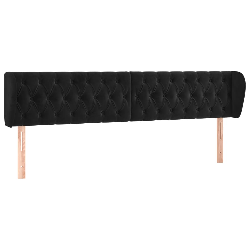 sengegavl med kanter 183x23x78/88 cm fløjl sort