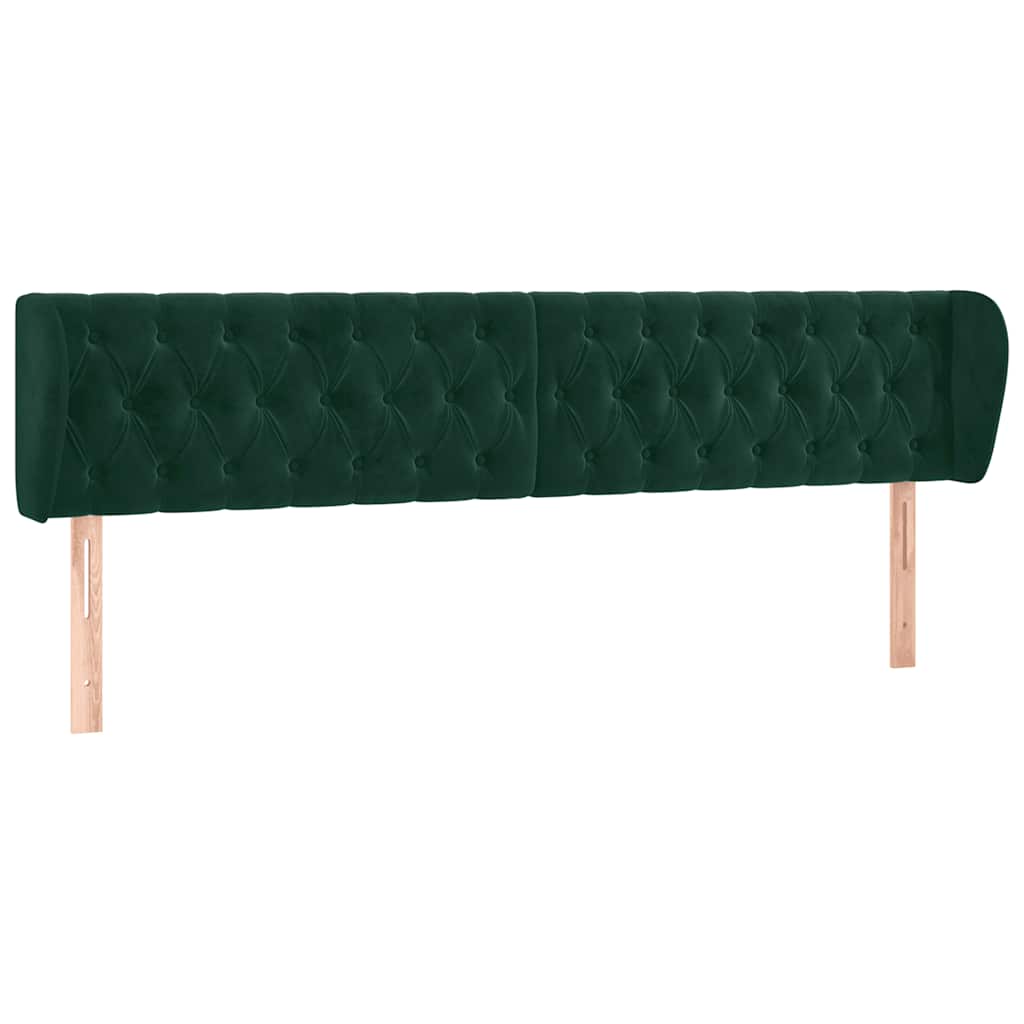 sengegavl med kanter 183x23x78/88 cm fløjl mørkegrøn