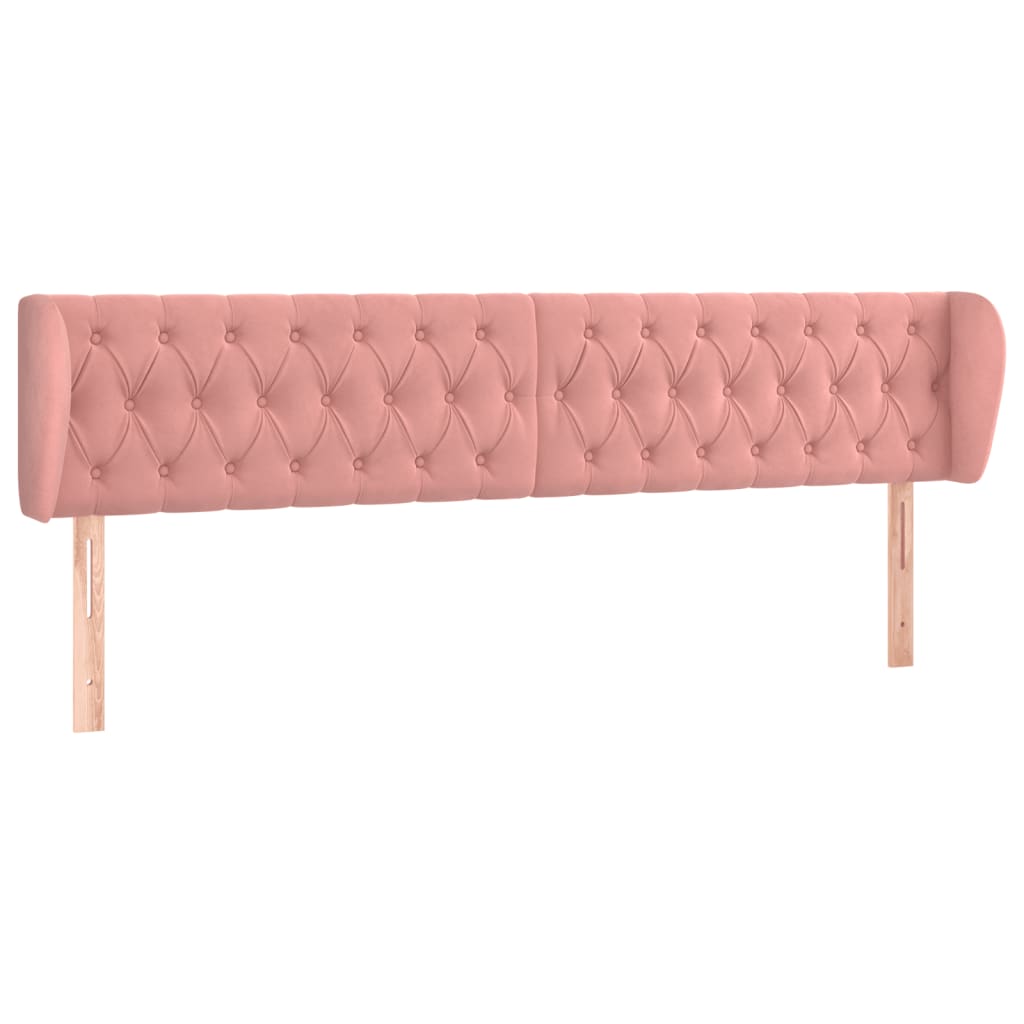 sengegavl med kanter 183x23x78/88 cm fløjl lyserød