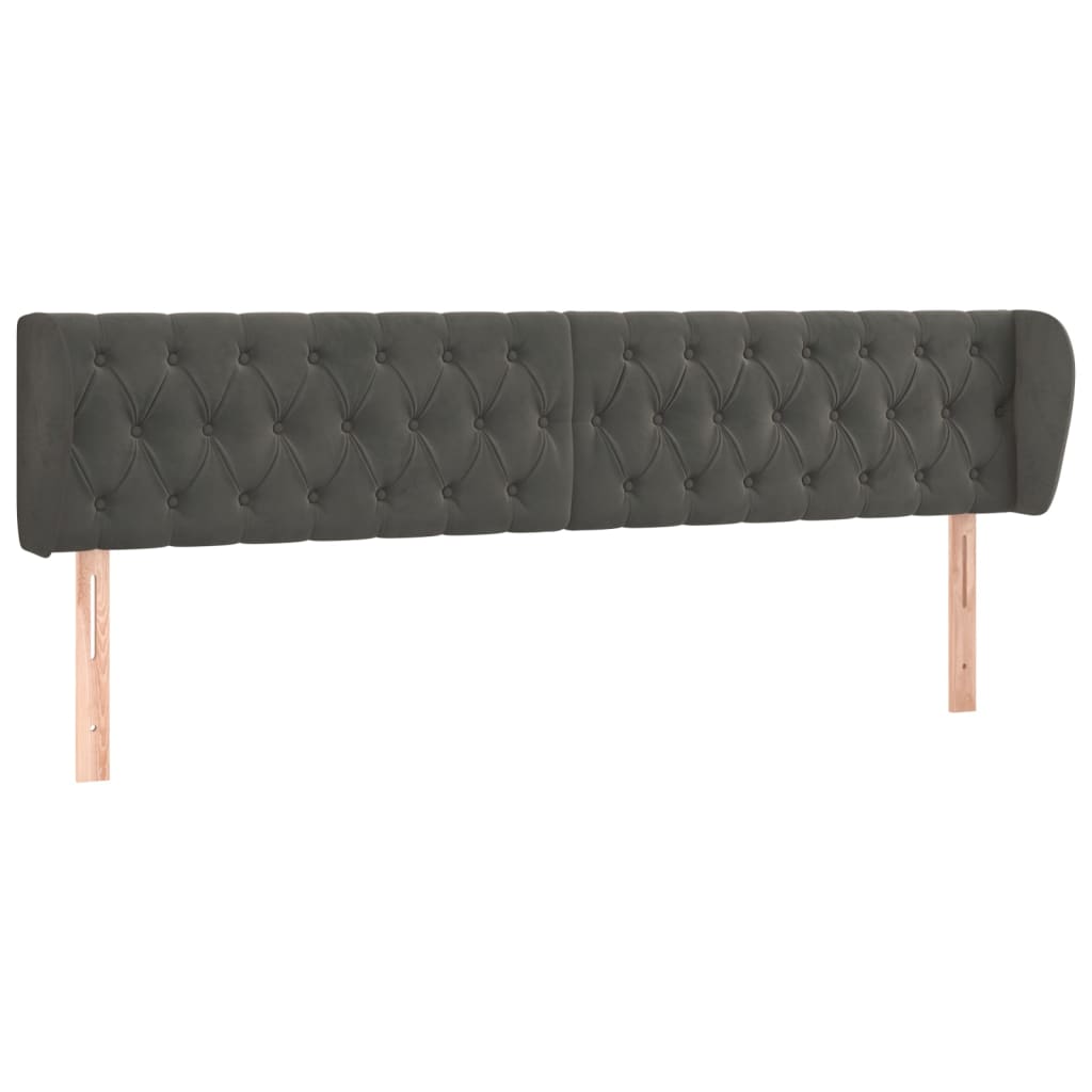 sengegavl med kanter 203x23x78/88 cm fløjl mørkegrå