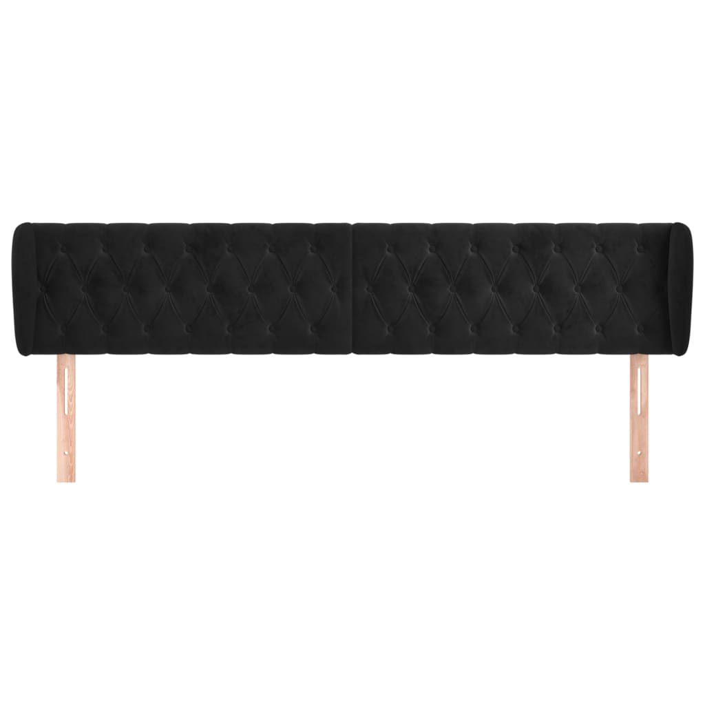 sengegavl med kanter 203x23x78/88 cm fløjl sort