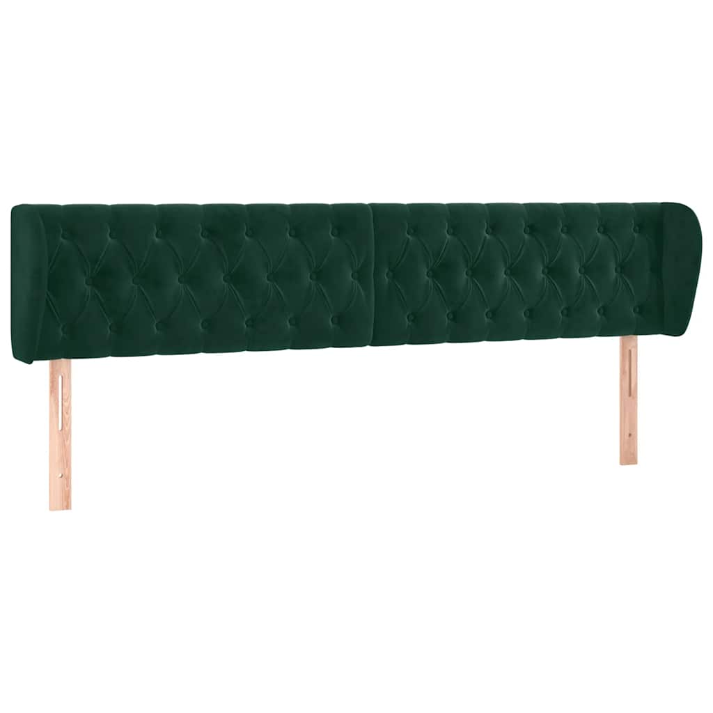 sengegavl med kanter 203x23x78/88 cm fløjl mørkegrøn