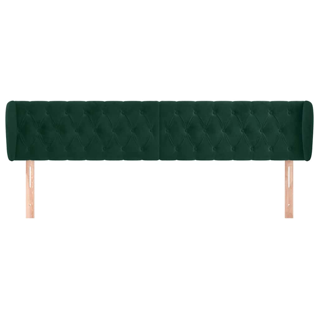 sengegavl med kanter 203x23x78/88 cm fløjl mørkegrøn