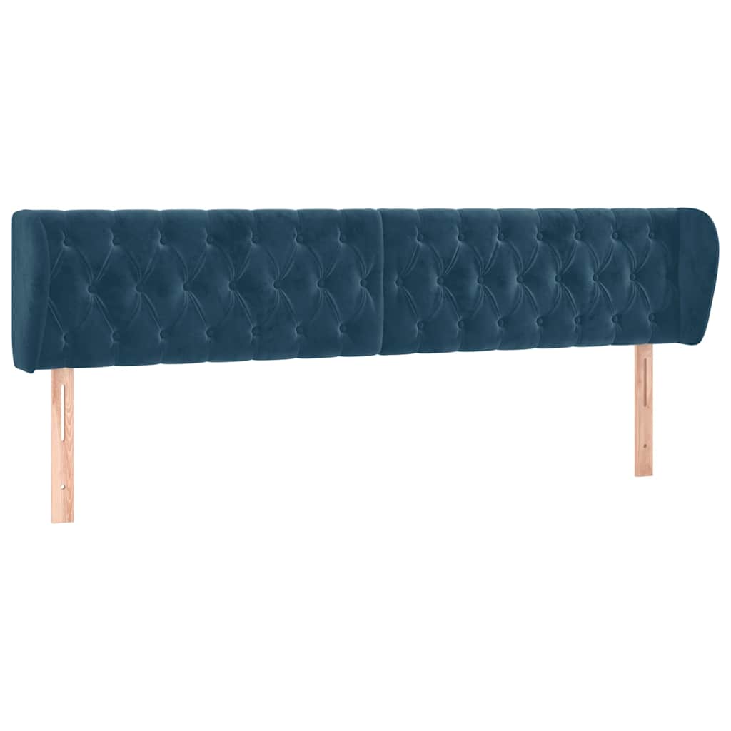 sengegavl med kanter 203x23x78/88 cm fløjl mørkeblå
