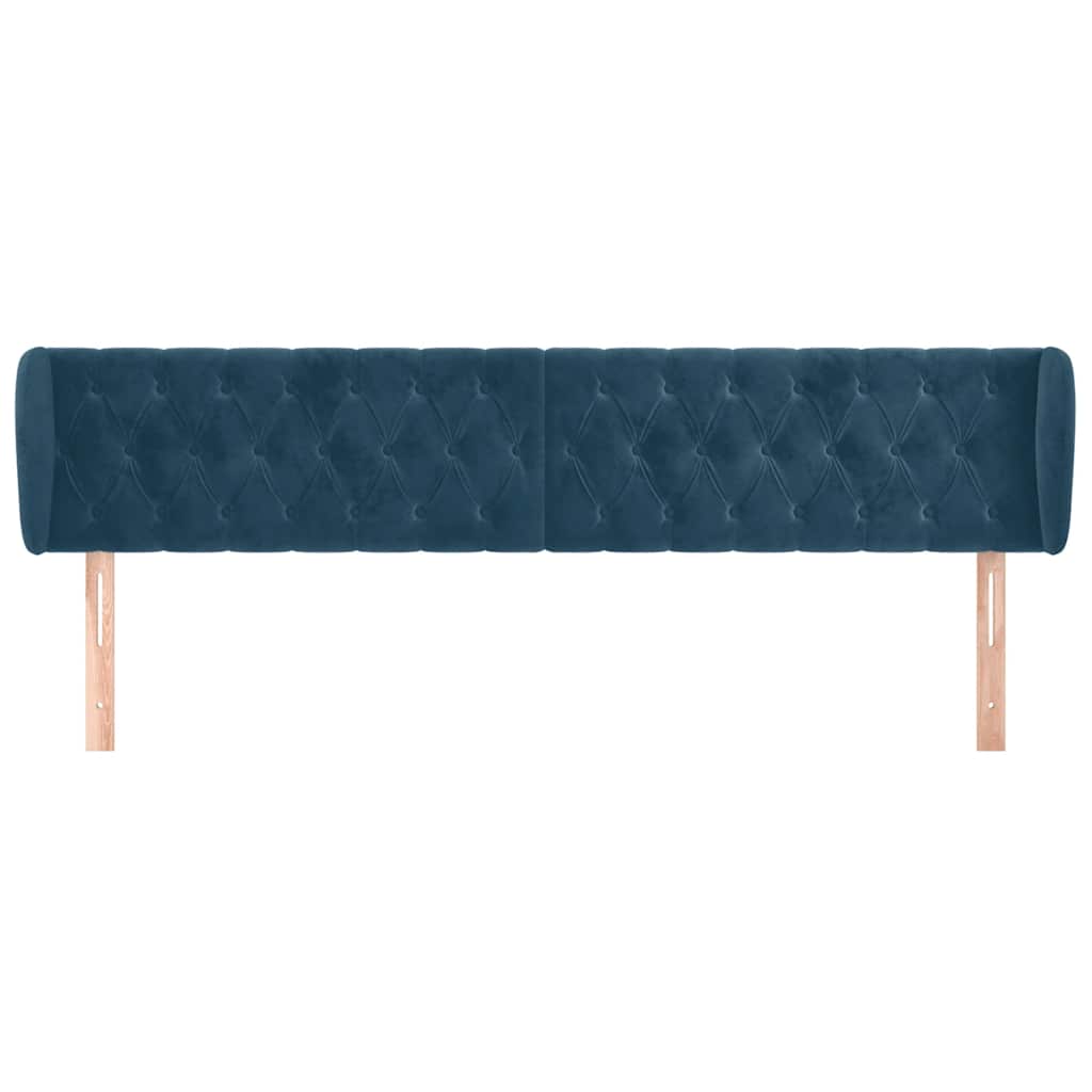 sengegavl med kanter 203x23x78/88 cm fløjl mørkeblå