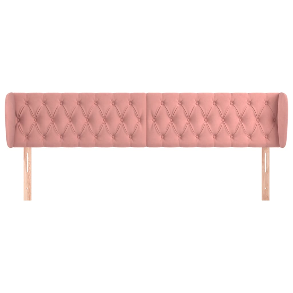 sengegavl med kanter 203x23x78/88 cm fløjl lyserød