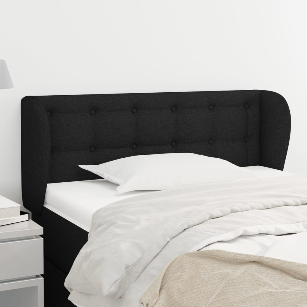sengegavl med kanter 83x23x78/88 cm stof sort