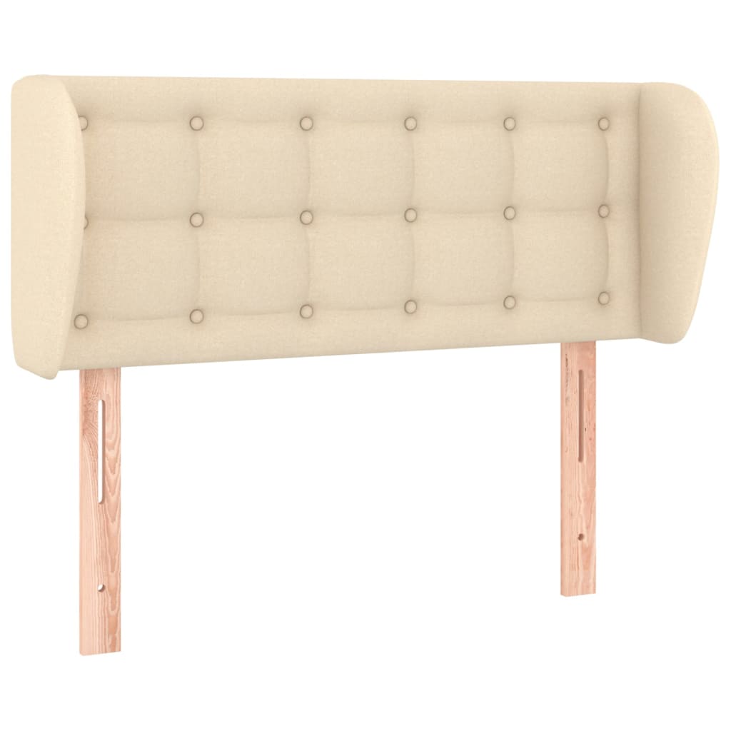 sengegavl med kanter 83x23x78/88 cm stof cremefarvet