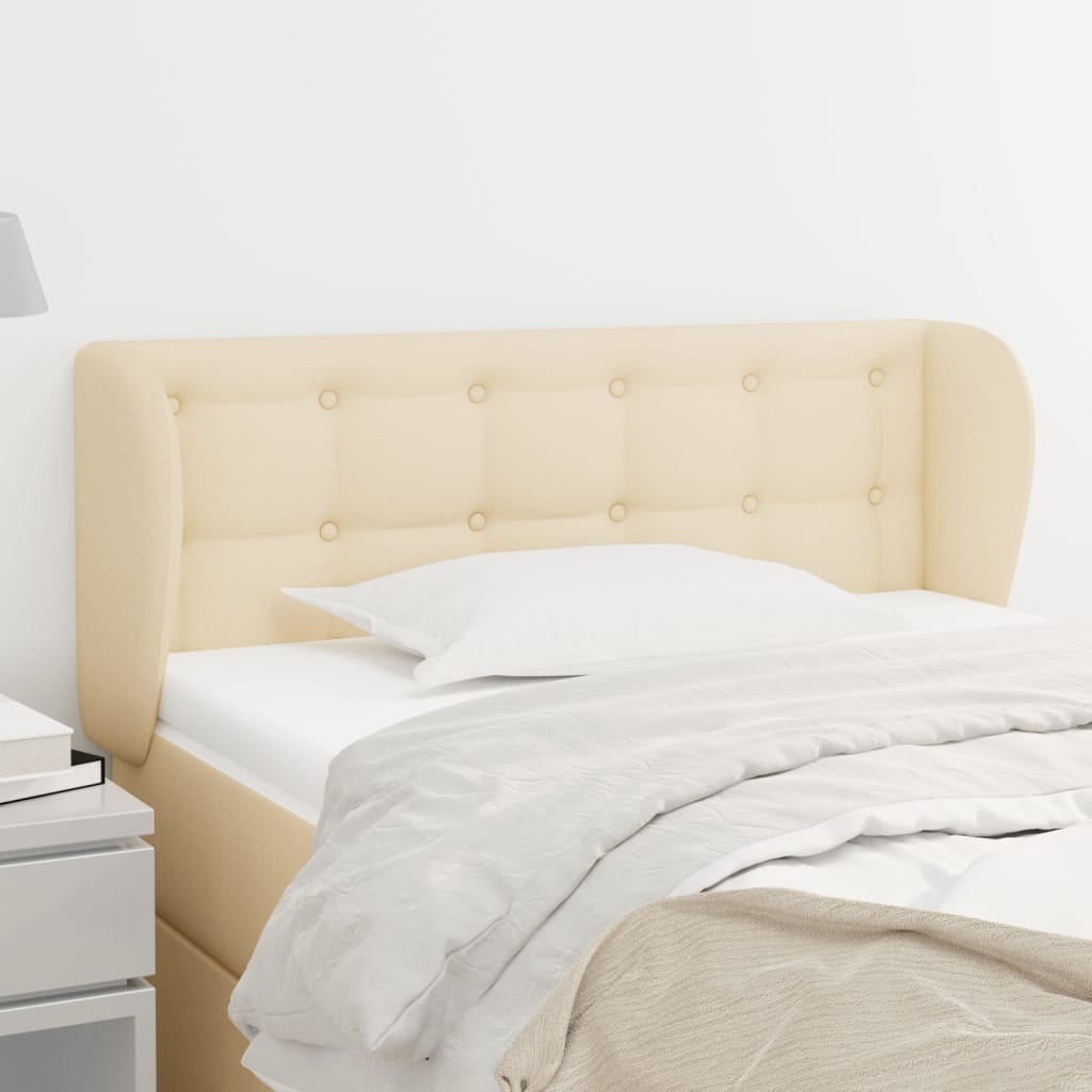 sengegavl med kanter 83x23x78/88 cm stof cremefarvet