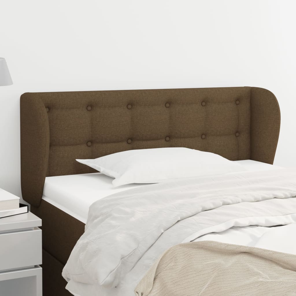 sengegavl med kanter 93x23x78/88 cm stof mørkebrun