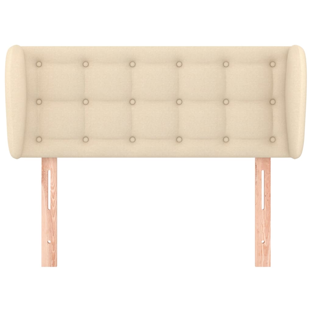 sengegavl med kanter 93x23x78/88 cm stof cremefarvet