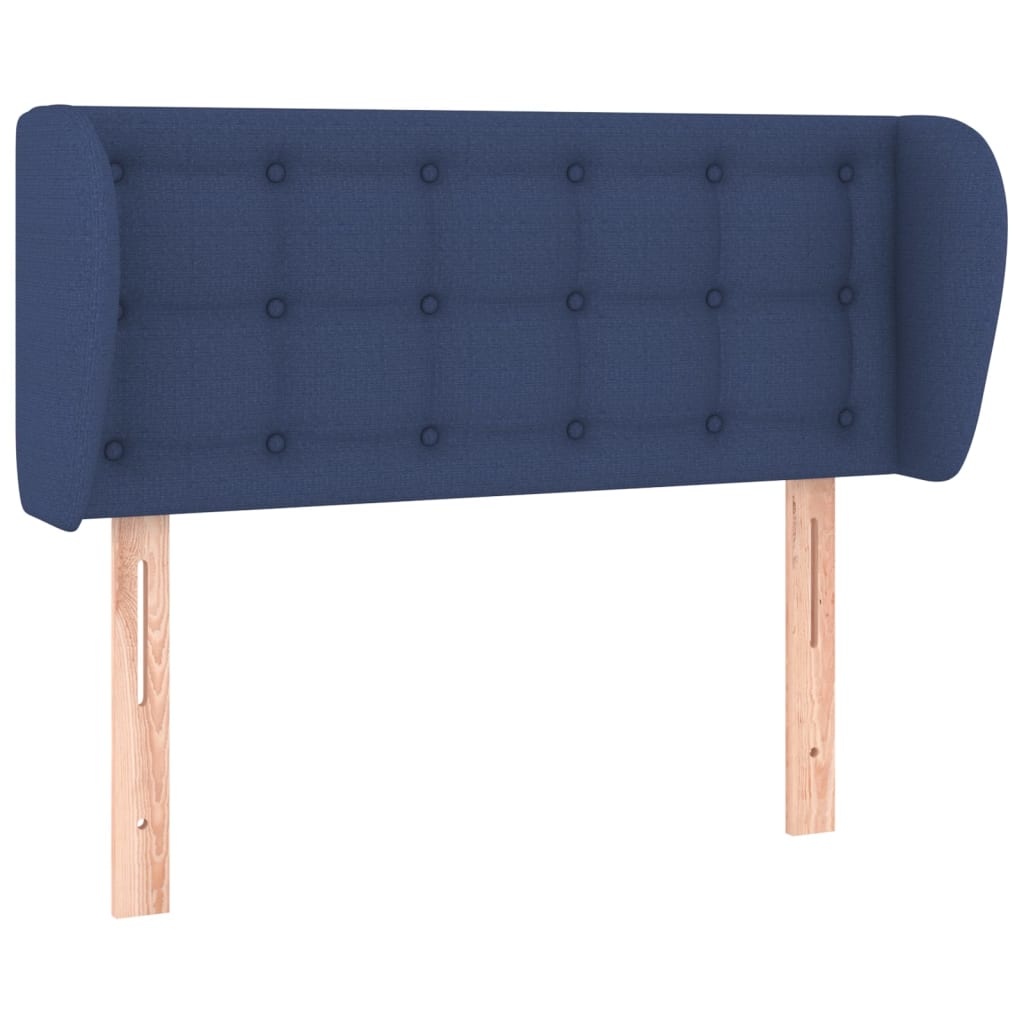 sengegavl med kanter 93x23x78/88 cm stof blå