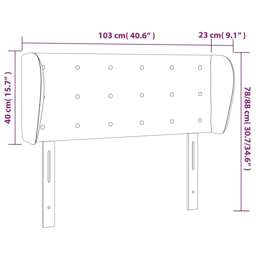 sengegavl med kanter 103x23x78/88 cm stof mørkegrå