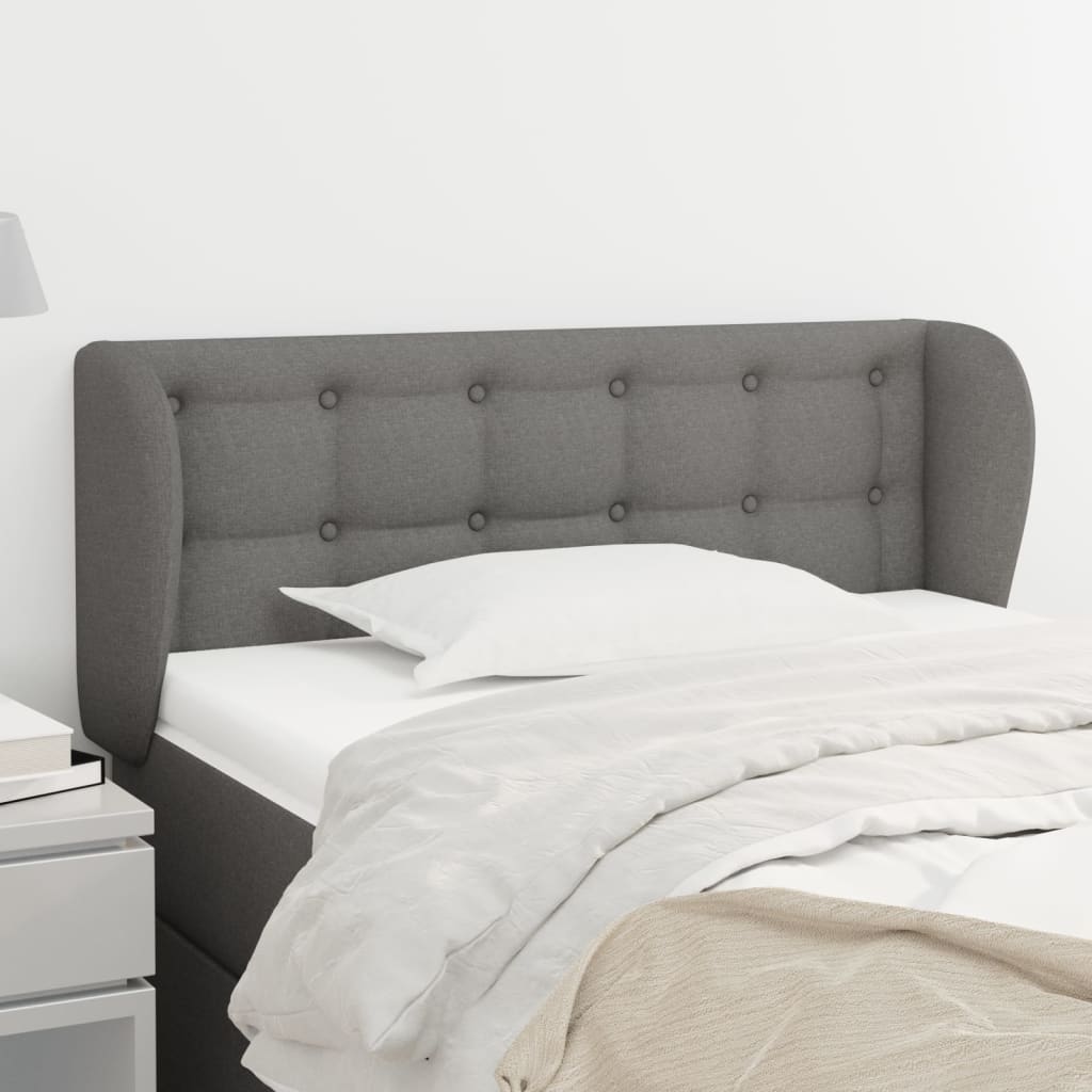 sengegavl med kanter 103x23x78/88 cm stof mørkegrå